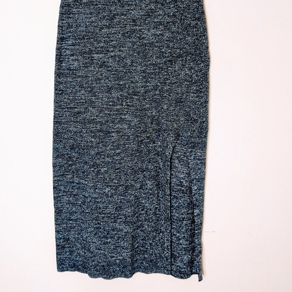 H&M Blue Rib Knit Midi Skirt with Slit